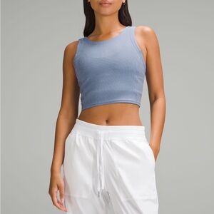 Lululemon ribbed cropped tank, oasis blue, size 6, new with tags